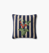 Raspberries Embroidered Pillow - Navy
