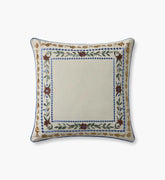 Aster Border Embroidered Pillow - Ivory