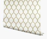 Laurel Wallpaper - Metallic Gold & White