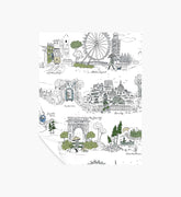 Travel Sketches Peel & Stick Wallpaper Sample - Blue Multi