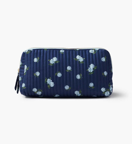 Quilted Large Cosmetic Pouch - Ditsy Hydrangea