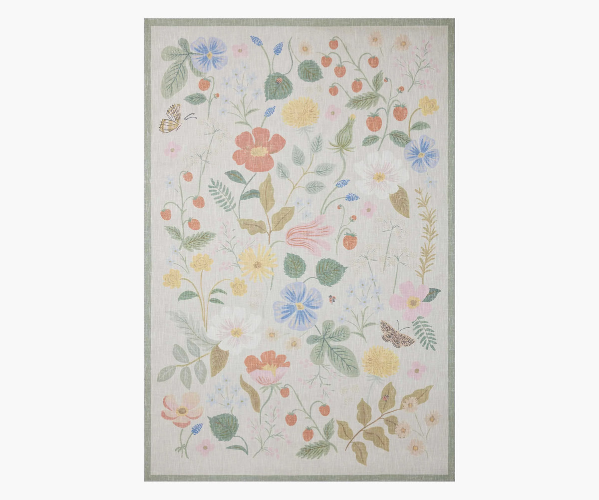Cotswolds Strawberry Fields Power Loomed Rug - Ivory