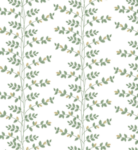 Climbing Vines Wallpaper - White & Metallic Gold