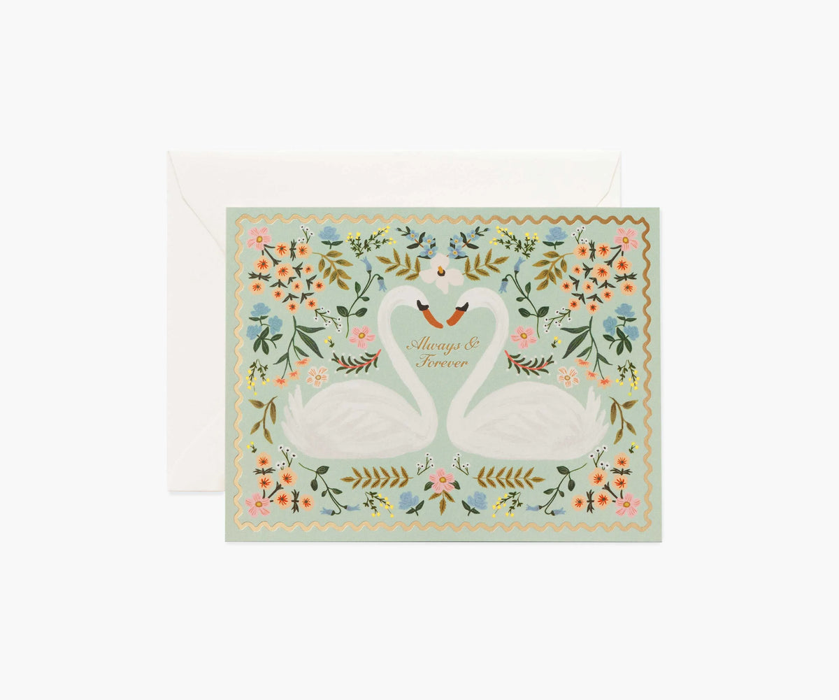 Always & Forever Swans Wedding Card - Single Card