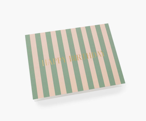 Cabana Stripe Birthday Card - Single Card