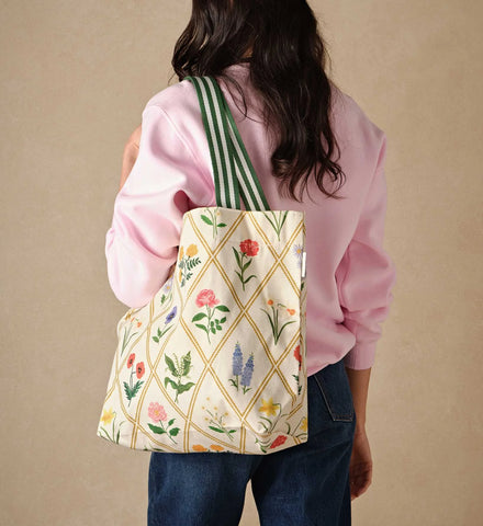 East West Canvas Tote Bag - Garden Study