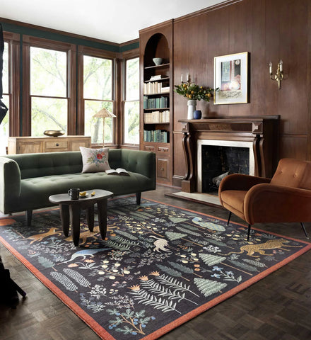 Menagerie Les Fauves Printed Rug - Black