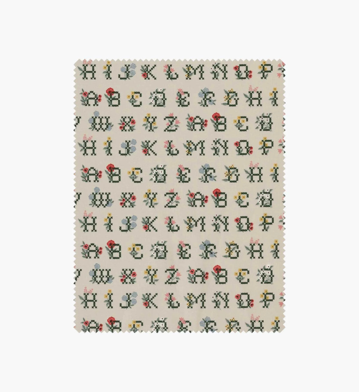 Cross Stitch Letters Cotton Fabric - Linen