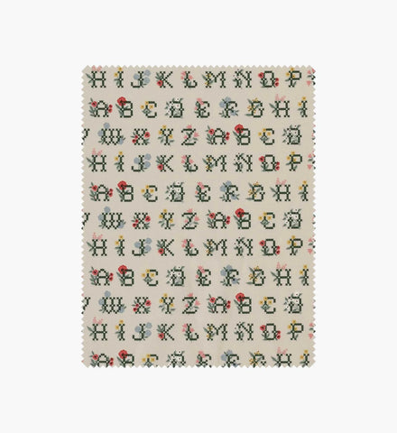Cross Stitch Letters Cotton Fabric - Linen