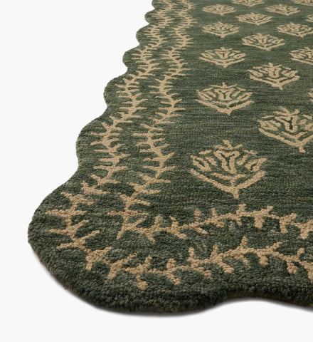 Lisette Wool Hooked Rug - Forest & Oatmeal