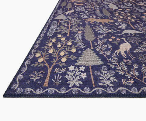 Menagerie Forest Printed Rug - Navy