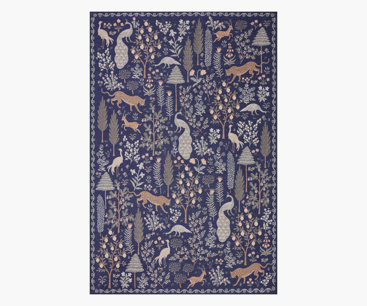 Menagerie Forest Printed Rug - Navy