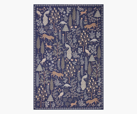 Menagerie Forest Printed Rug - Navy