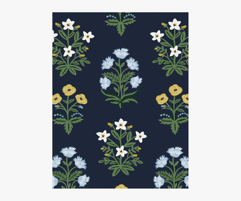 Mughal Rose Wallpaper Sample - Navy