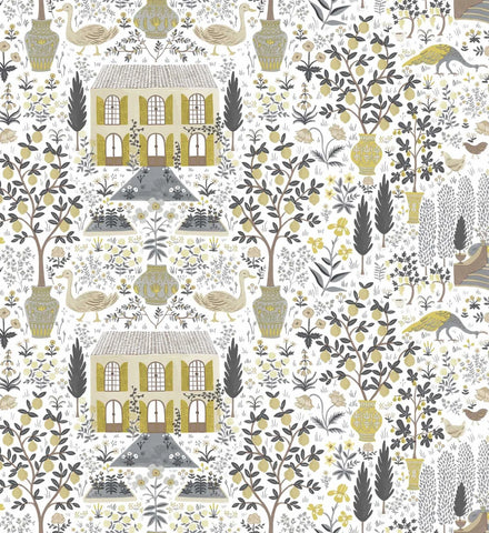 Camont Wallpaper - Linen & Metallic Gold