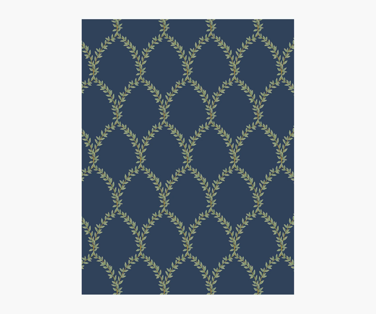 Laurel Wallpaper Sample - Navy