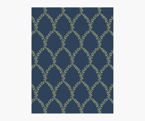 Laurel Wallpaper Sample - Navy
