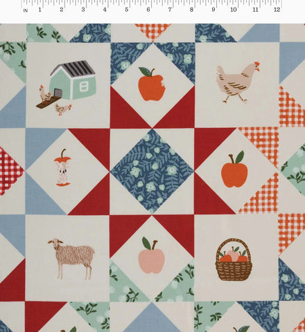 Farmhouse Quilt Cotton Fabric - Slate