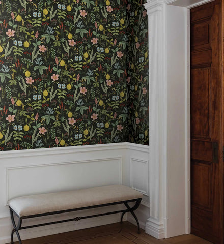 Herb Garden Peel & Stick Wallpaper Sample - Black