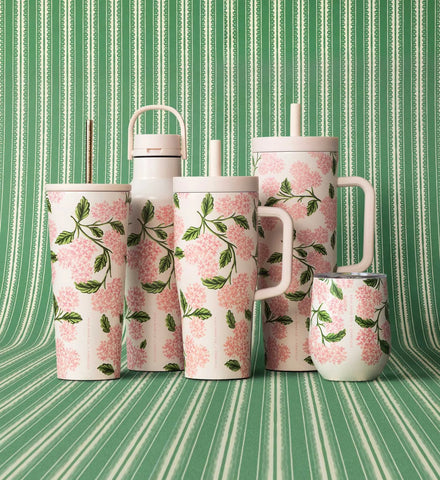 Stemless Wine Cup - Pink Hydrangea