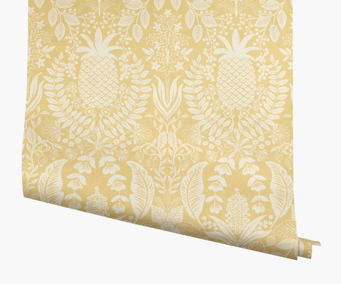 Pineapple Damask Wallpaper - Yellow