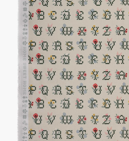 Cross Stitch Letters Canvas Fabric - Linen