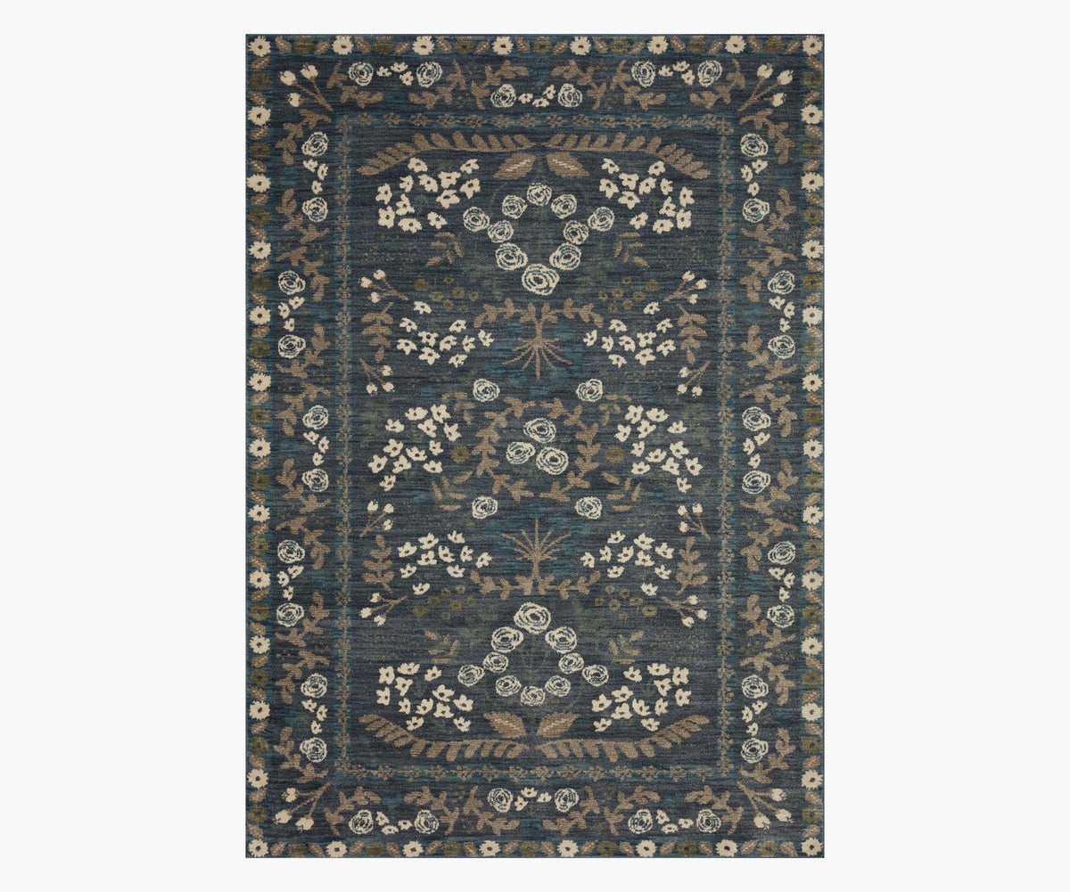 Fiore Florence Power Loomed Rug -  Navy & Grey