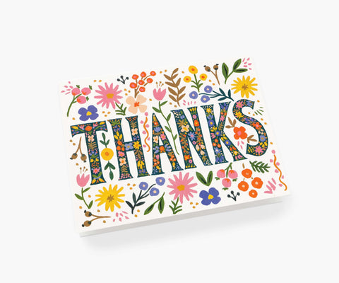 Floral Thanks Thank You Card - Single Card