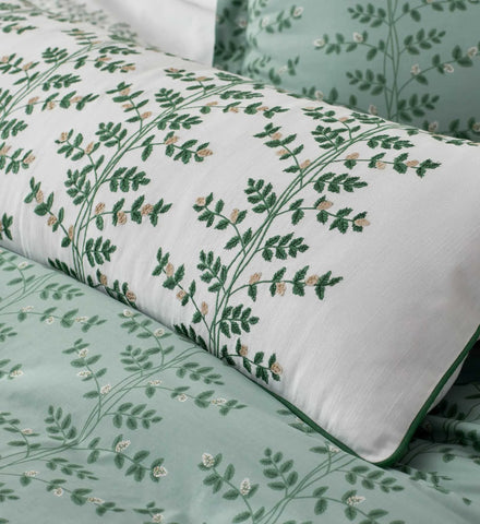 Embroidered Lumbar Pillow Cover - Climbing Vines White
