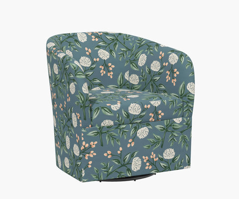 Pembroke Swivel Chair - Peonies