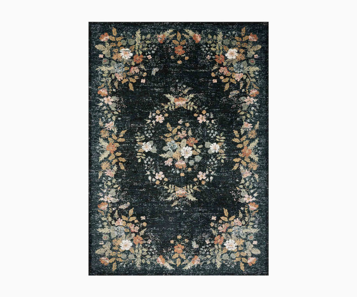 Laurel Strawberry Fields Medallion Power Loomed Rug - Navy