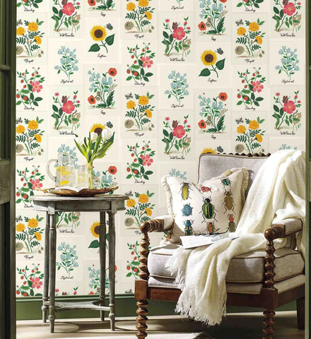 Botanical Prints Wallpaper - White