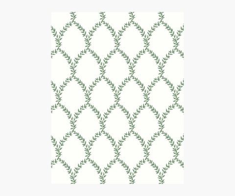Laurel Wallpaper Sample - Green & White