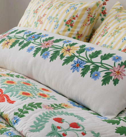 Embroidered Lumbar Pillow Cover - Helena