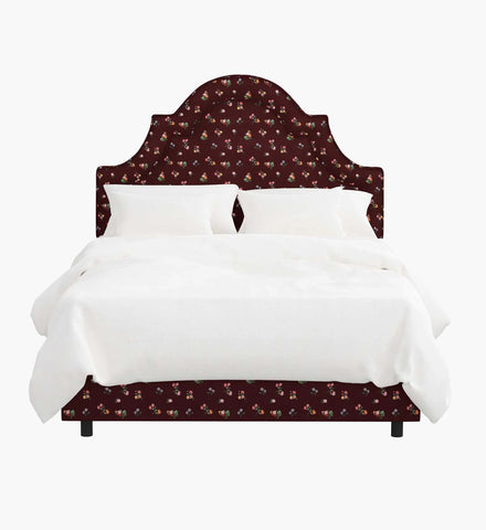 Marion Bed - Ditsy Dahlia Burgundy