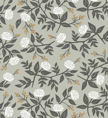 Peonies Peel & Stick Wallpaper - Smoke