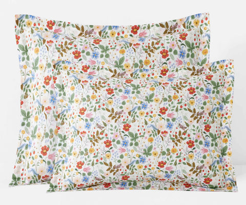 Percale Sham - Strawberry Fields White