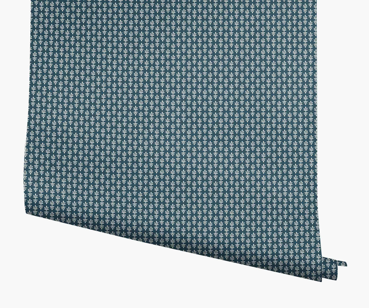 Petal Wallpaper - Teal & White