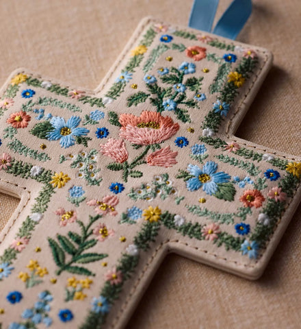 Embroidered Cross - Rosette