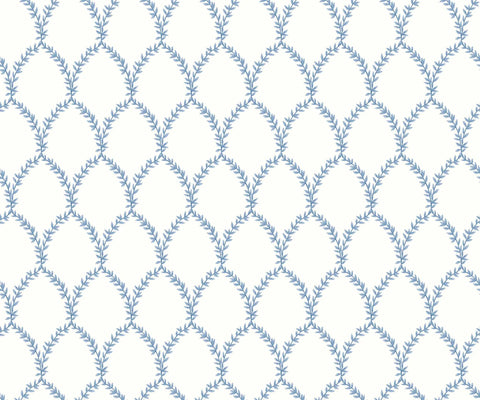 Laurel Wallpaper - Blue & White
