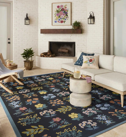 Perennial Wildflower Power Loomed Rug - Black
