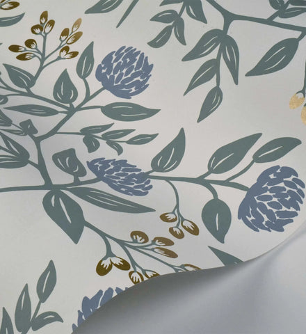 Peonies Wallpaper - Periwinkle & Sage