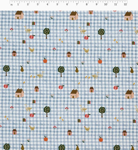 Farmhouse Gingham Cotton Fabric - Blue