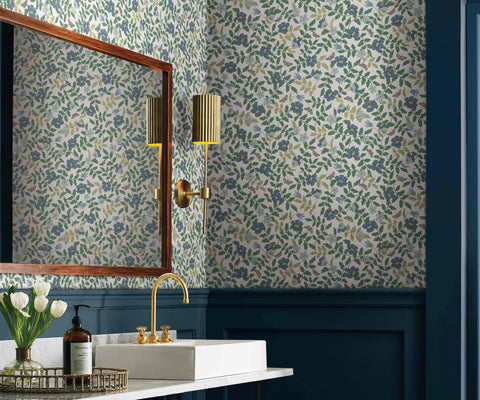 Primrose Peel & Stick Wallpaper Sample - Blue & Cream