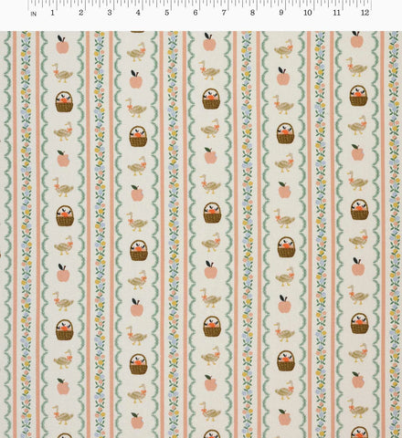 Farmhouse Stripe Canvas Fabric - Cream