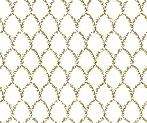 Laurel Wallpaper - Metallic Gold & White