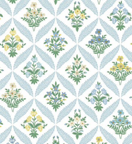 Estee Garden Wallpaper - Blue Multi