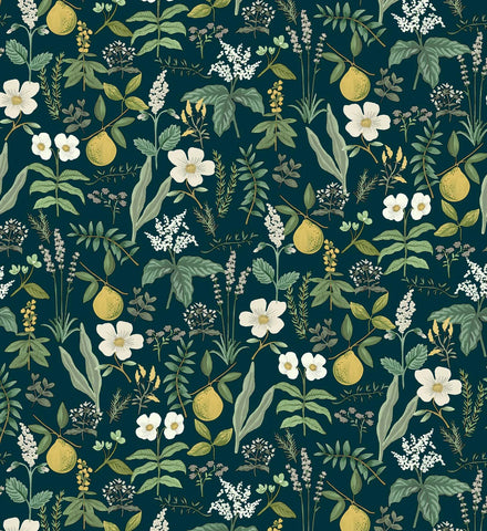 Herb Garden Peel & Stick Wallpaper Sample - Navy