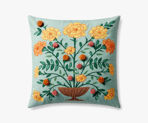 Marisol Embroidered Pillow - Light Green