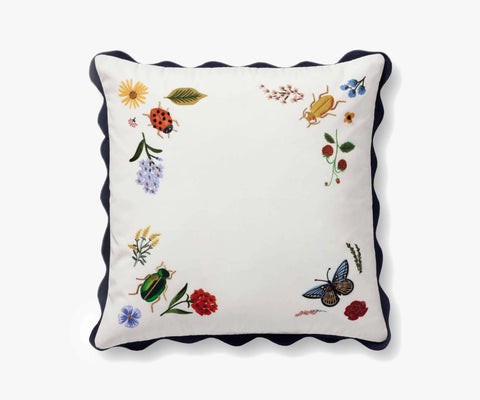 Curio Vignette Embroidered Pillow - White